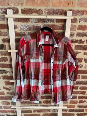 Patagonia Red Brown Cream Plaid Button-Up Shirt